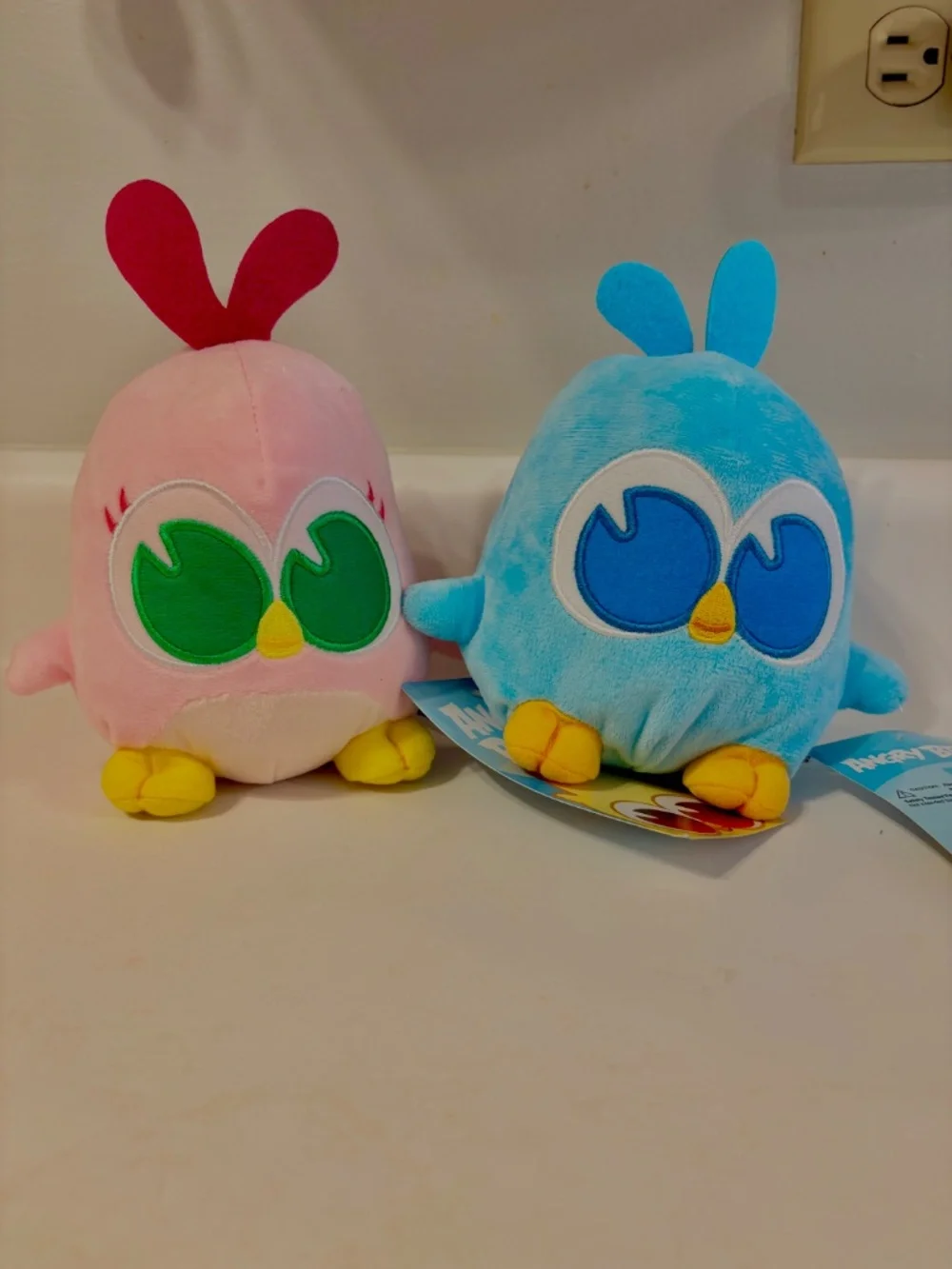 Angry Birds Hatchlings Plush Baby Birds Set of 2 Blue & Pink Stuffed Animals New